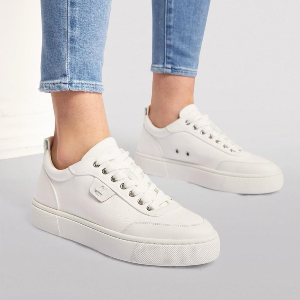 NIB Christian Louboutin Simplerui Logo Detailed Leather Trimmed Canvas Sneakers